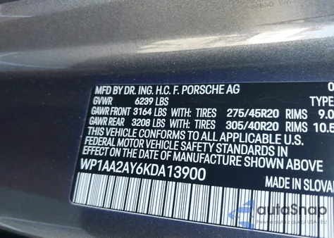 2019 Porsche Cayenne from USA, damaged, VIN WP1AA2AY6KDA13900